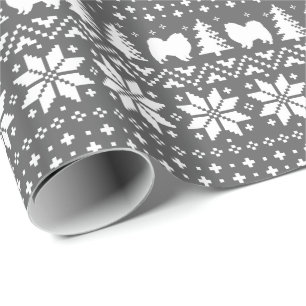 Silhouetten des Amerikanischen Eskimo-Hundes Weihn Geschenkpapier
