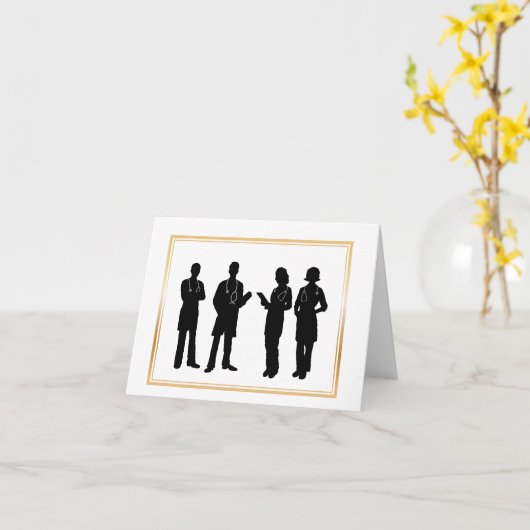 Silhouetten des Arztteams Grußkarte Karte (Gelbe Blume)