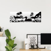 Silhouetten des Friedens - Schwarz-Weiß-Naturplaka Poster (Heimbüro)