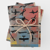 Silhouetten des Schwarzen Flugzeugs Geschenkpapier Set (Beispiel)