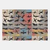 Silhouetten des Schwarzen Flugzeugs Geschenkpapier Set (Vorderseite)