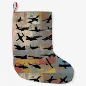 Silhouetten des Schwarzen Flugzeugs Kleiner Weihnachtsstrumpf (Vorderseite)