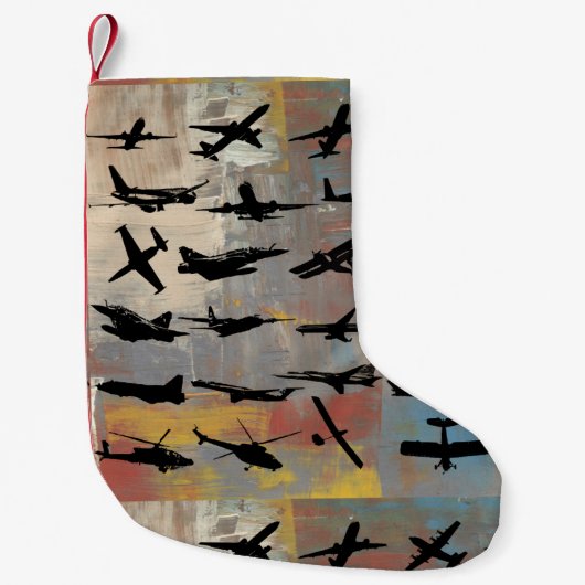 Silhouetten des Schwarzen Flugzeugs Kleiner Weihnachtsstrumpf (Vorderseite)