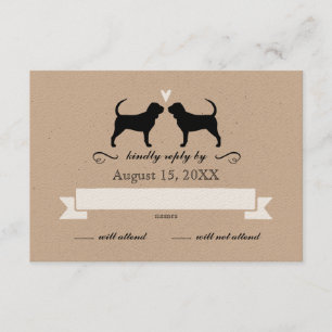 Silhouetten, die mit dem RSVP-Hochzeitstag arbeite RSVP Karte