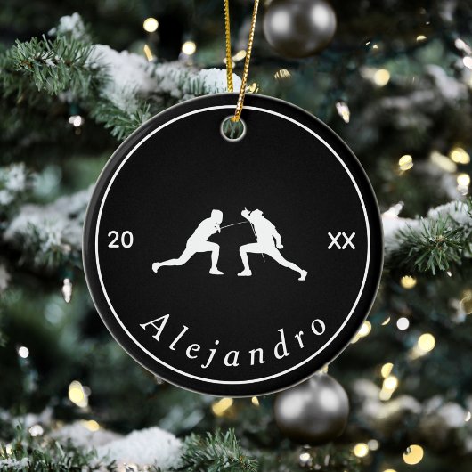 Silhouetten für Schwarz und Weiß: Name und Jahr Co Keramik Ornament