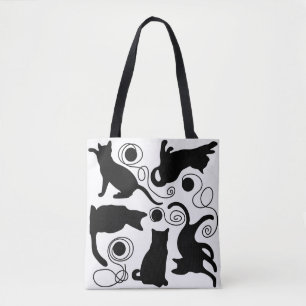 Silhouetten für spielende Katzen und Garne Tasche