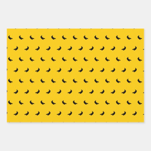 Silhouetten kleiner schwarzer Bananen auf Gelb Geschenkpapier Set (Vorderseite 3)