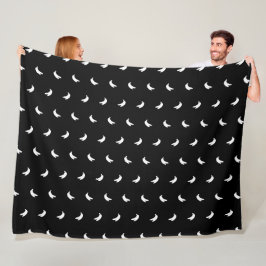 Silhouetten kleiner weißer Bananen auf schwarzer S Fleecedecke