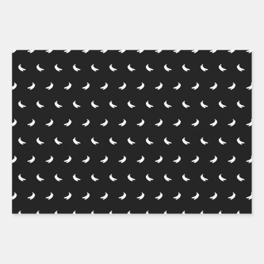 Silhouetten kleiner weißer Bananen auf schwarzer S Geschenkpapier Set (Vorderseite 3)