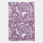 Silhouetten Lila botanisches Flora Geschirrtuch (Vertikal)