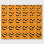 Silhouetten mit einfachem Black Bat auf Orange Hal Geschenkpapier (Flach)