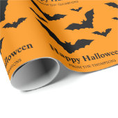 Silhouetten mit einfachem Black Bat auf Orange Hal Geschenkpapier (Rolleneckpunkt)