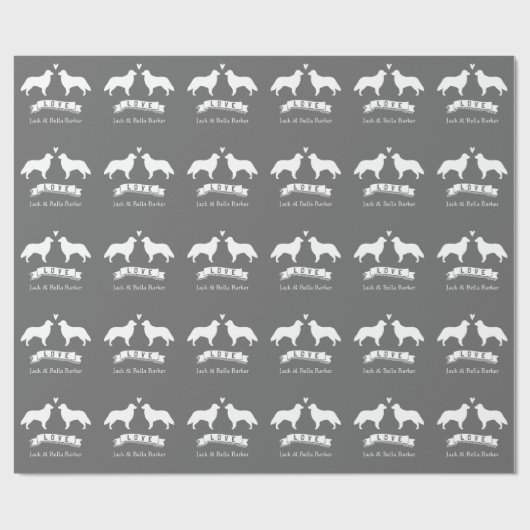 Silhouetten mit flachem Retriever und Text Geschenkpapier (Flach)