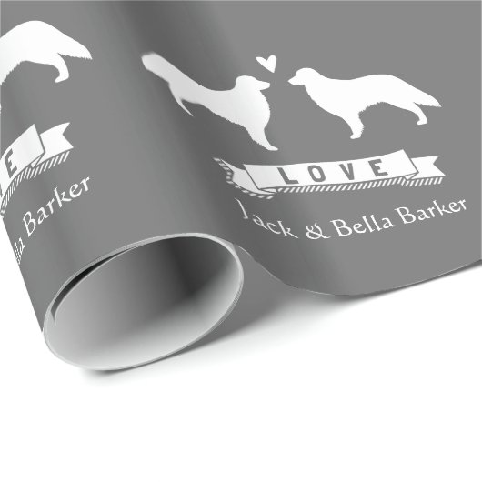 Silhouetten mit flachem Retriever und Text Geschenkpapier (Rolleneckpunkt)