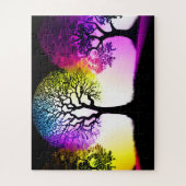 Silhouetten mit Rainbow Sky Flare Puzzle (Vertikal)