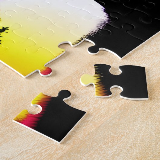 Silhouetten mit Regenbogenflare Puzzle (Seite)
