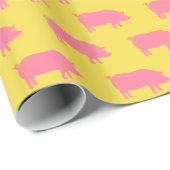 Silhouetten Muster Rosa und Gelb Geschenkpapier (Rolleneckpunkt)