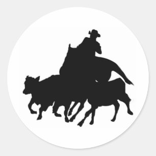 Silhouetten - Pferde - Team-Einsperren Runder Aufkleber