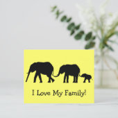 Silhouetten von 3 Elefanten, die Schwanz halten Postkarte (Stehend Vorderseite)