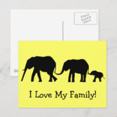 Silhouetten von 3 Elefanten, die Schwanz halten Postkarte (Vorne/Hinten)