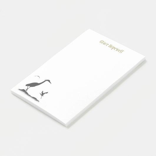 Silhouetten von Great Blue Heron Post-it Klebezettel (angewinkelt)