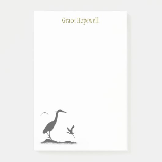 Silhouetten von Great Blue Heron Post-it Klebezettel (Vorderseite)
