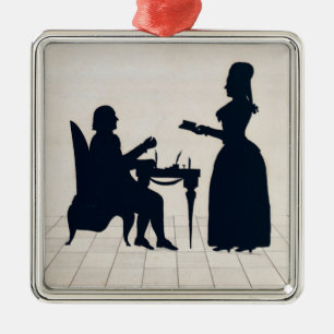 Silhouetten von Monsieur und von Madame Roland Silbernes Ornament