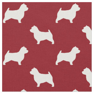 Silhouetten von Norwich-Terrier-Hunden in Rot und  Stoff