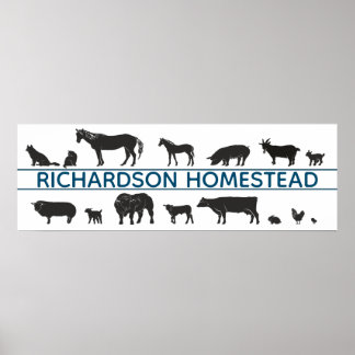 Silhouetten von Nutztieren Personalisierte Heimtie Poster