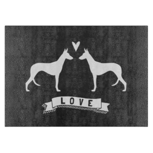 Silhouetten von Podencos mit Liebe Schneidebrett