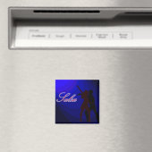 Silhouetten von Salsa Tänzern mit blauem Hintergru Magnet (In Situ (Geschirrspüler))