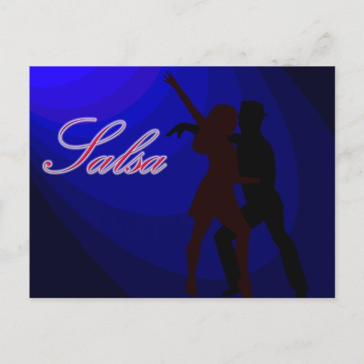Silhouetten von Salsa Tänzern mit blauem Hintergru Postkarte (Vorderseite)