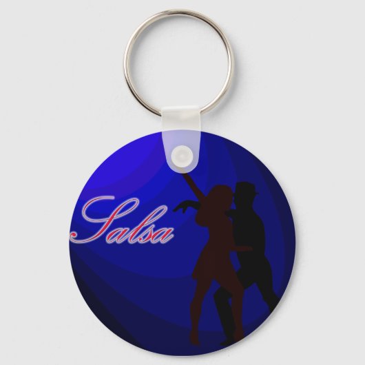 Silhouetten von Salsa Tänzern mit blauem Hintergru Schlüsselanhänger (Vorderseite)