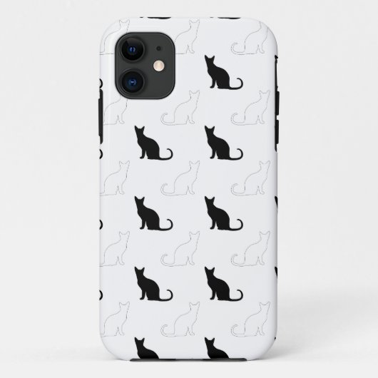 Silhouetten von Schwarz-Weiß-Katzen Case-Mate iPhone Hülle (Rückseite)
