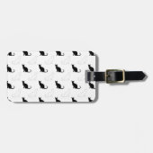 Silhouetten von Schwarz-Weiß-Katzen Gepäckanhänger (Vorderseite horizontal)