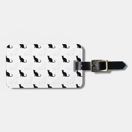 Silhouetten von Schwarz-Weiß-Katzen Gepäckanhänger (Vorderseite horizontal)