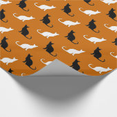 Silhouetten von Schwarz-Weiß-Katzen Geschenkpapier (Ecke)