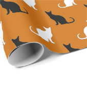 Silhouetten von Schwarz-Weiß-Katzen Geschenkpapier (Rolleneckpunkt)