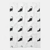 Silhouetten von Schwarz-Weiß-Katzen Handtuch (Vertikal)