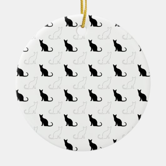 Silhouetten von Schwarz-Weiß-Katzen Keramik Ornament (Vorne)