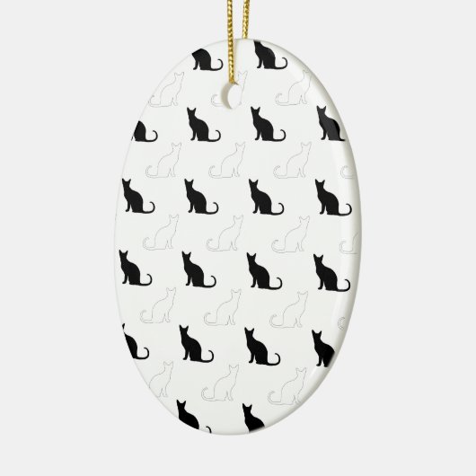 Silhouetten von Schwarz-Weiß-Katzen Keramikornament (Links)