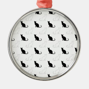 Silhouetten von Schwarz-Weiß-Katzen Ornament Aus Metall