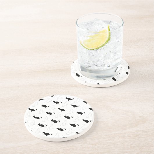 Silhouetten von Schwarz-Weiß-Katzen Untersetzer (Seite)