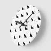 Silhouetten von Schwarzen und Weißen Katzen Runde Wanduhr (Winkel)