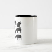 Silhouetten von Schweinen im landwirtschaftlichen  Zweifarbige Tasse (Mittel)