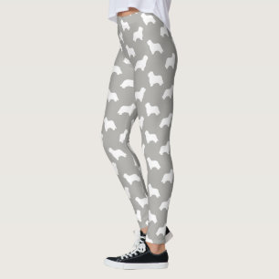 Silhouettenmuster der Hunderasse Bearded Collie Leggings