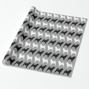 Silhouettenmuster des Portugiesischen Wasserhunds Geschenkpapier