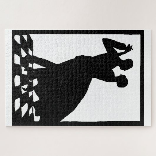 Silhouettepaartanzen in der Dunkelheit Puzzle (Horizontal)