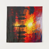 Silhouettes at Sunset: Fiery Horizon Walkers Wandteppich (Vorderseite (Horizontal))