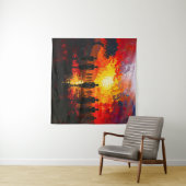 Silhouettes at Sunset: Fiery Horizon Walkers Wandteppich (Beispiel (Horizontal))